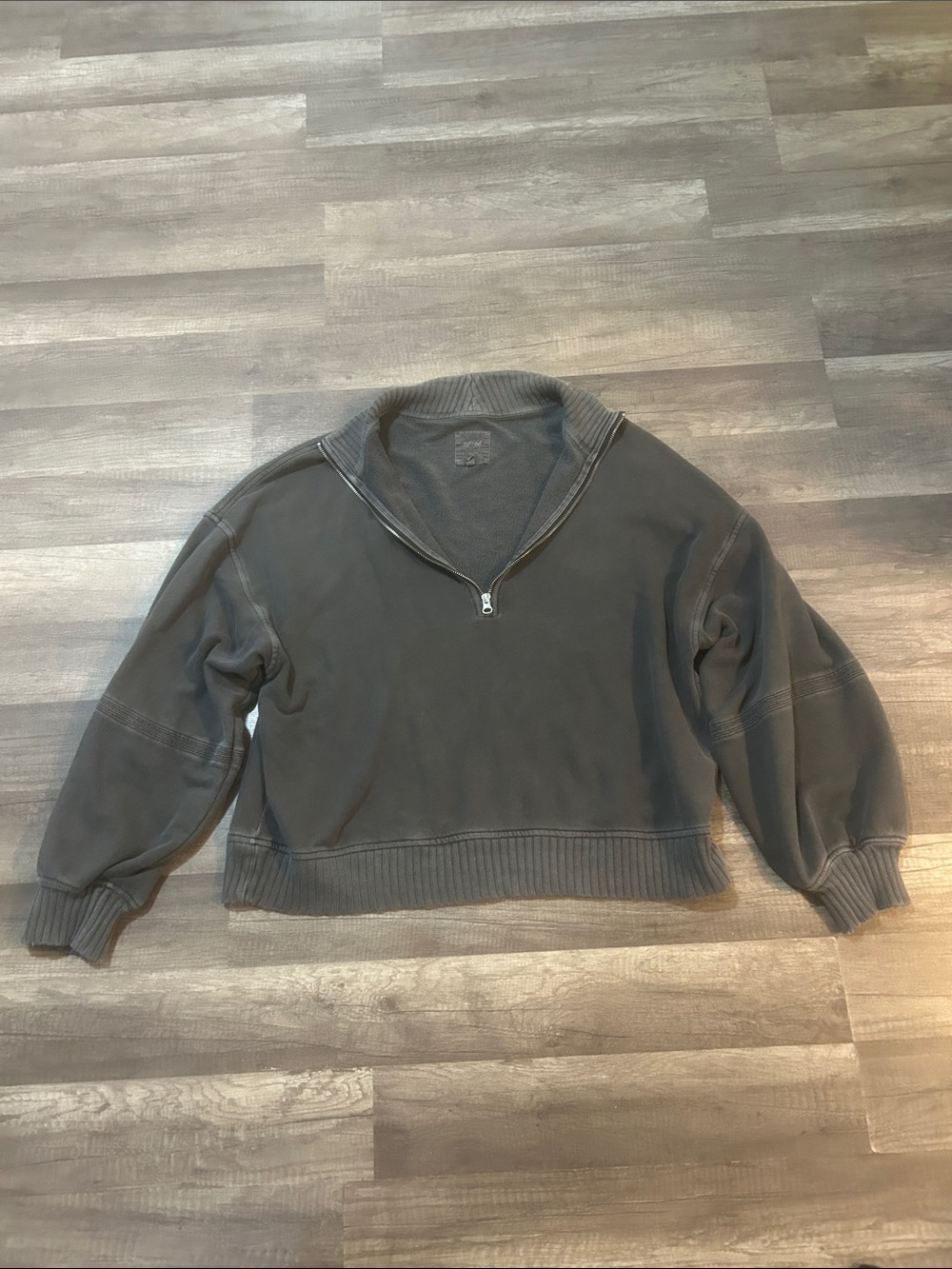 aerie Women’s Pullover Gray Quarter-Zip Pullover Sweatshirt Size Large